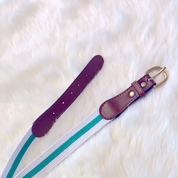 New »—Vintage 90’s Style—» Leather Rope Band White & Teal Nautical Gold Buckle - Picture 7 of 11